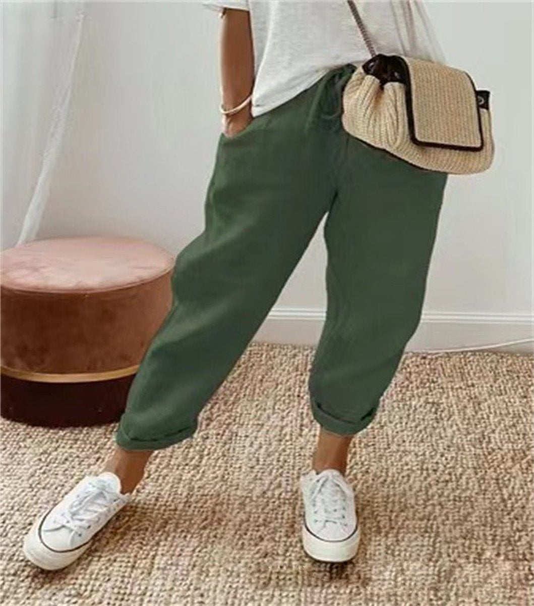 Women's Trousers, Loose Tie-Waist Summer Casual Pants with Abstract Print for Effortless Style 6
