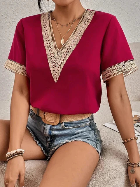 Women's V-Neck Summer Shirt - Stylish and Comfortable Women's Blouse for Casual and Dressy Occasions 0