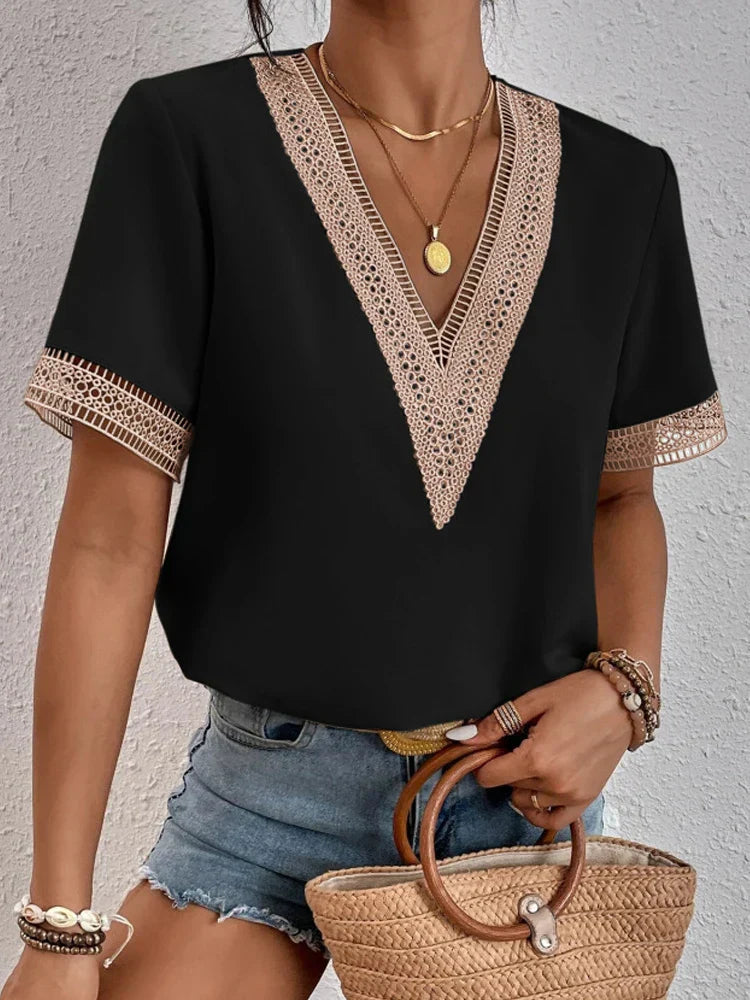 Women's V-Neck Summer Shirt - Stylish and Comfortable Women's Blouse for Casual and Dressy Occasions 1