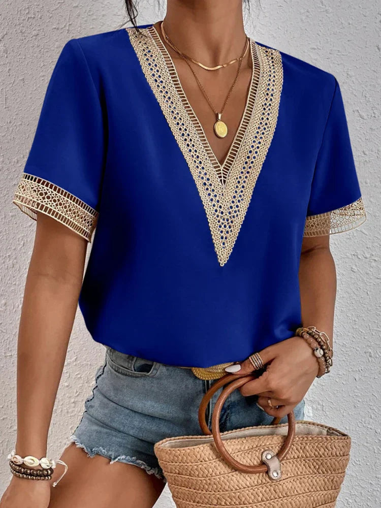 Women's V-Neck Summer Shirt - Stylish and Comfortable Women's Blouse for Casual and Dressy Occasions 2
