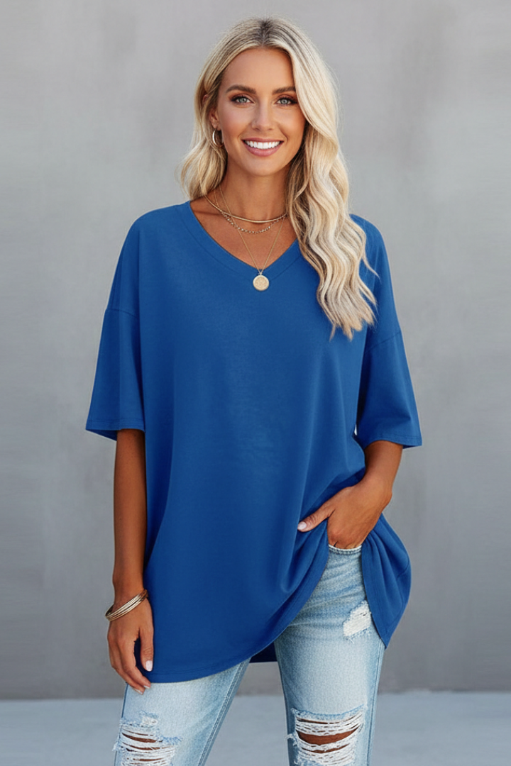 Women’s V Neck Short Sleeve Casual T-Shirt Loose Fit Summer Top 10
