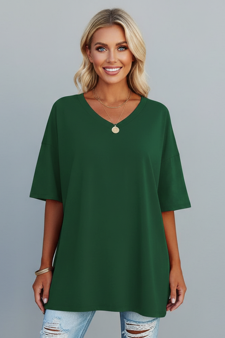 Women’s V Neck Short Sleeve Casual T-Shirt Loose Fit Summer Top 4