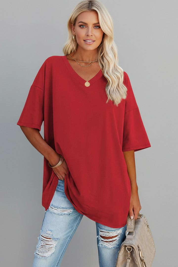 Women’s V Neck Short Sleeve Casual T-Shirt Loose Fit Summer Top 5