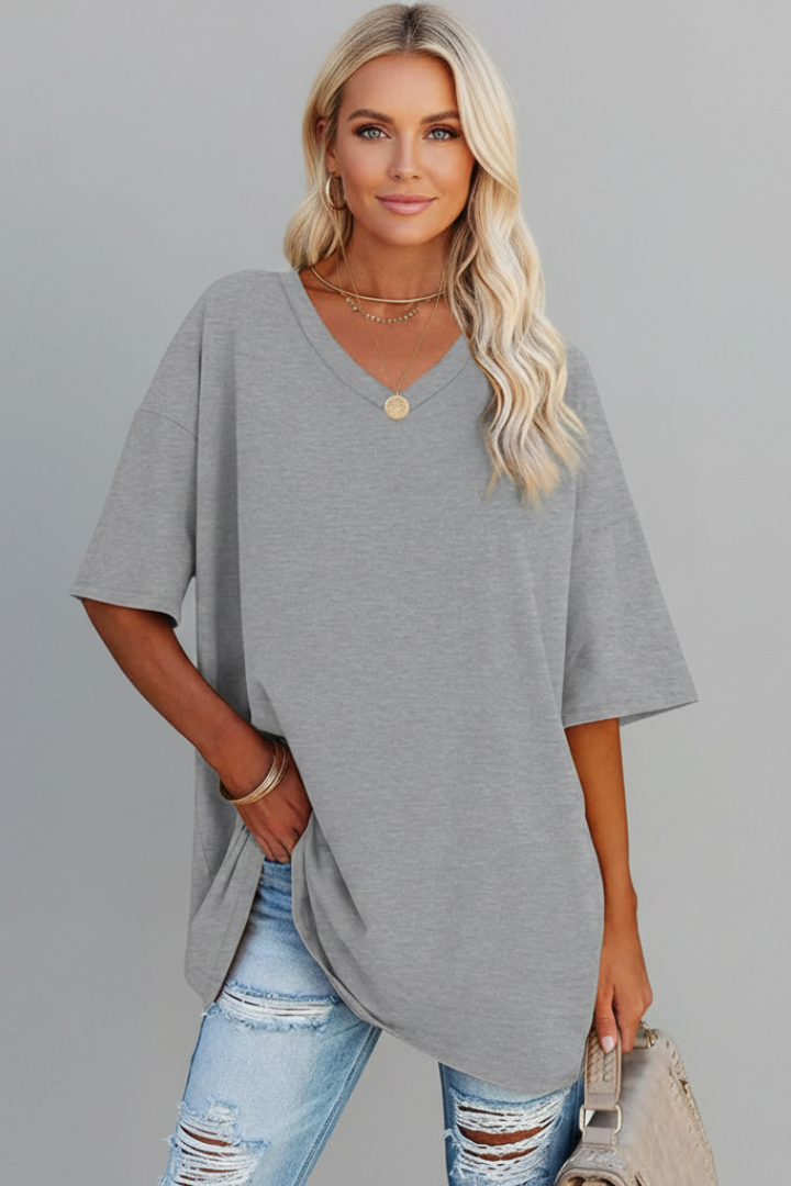 Women’s V Neck Short Sleeve Casual T-Shirt Loose Fit Summer Top 8