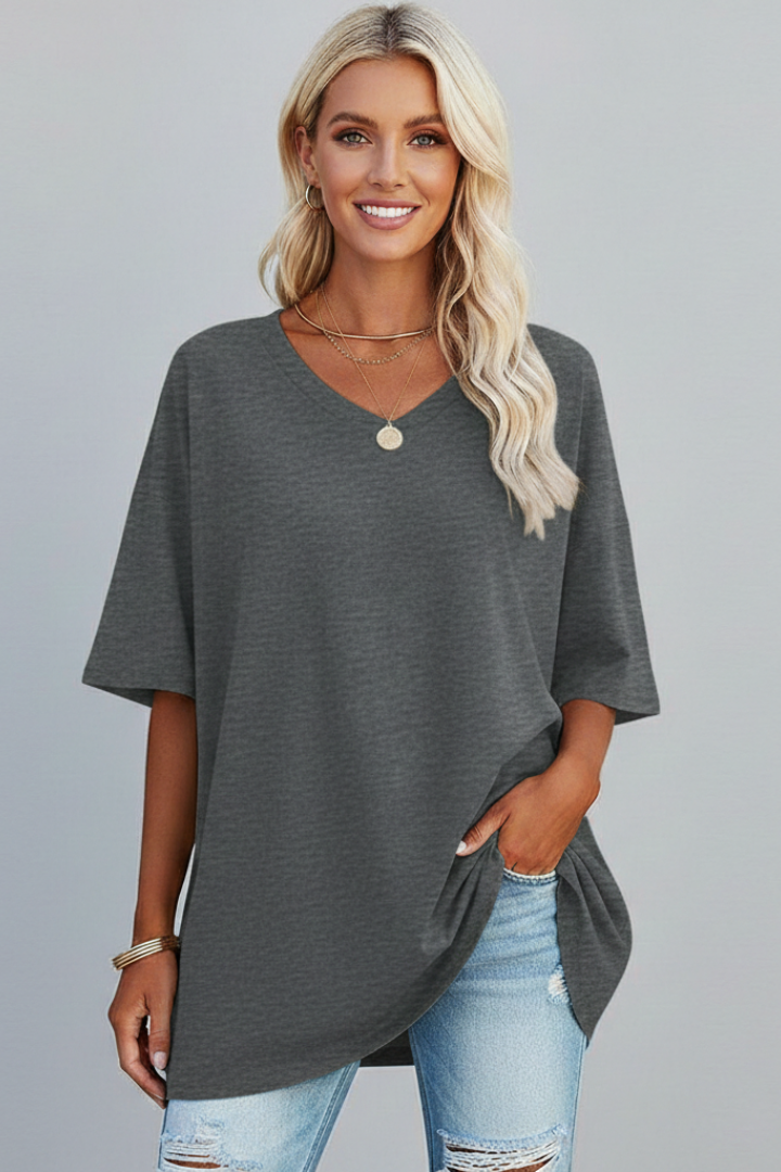 Women’s V Neck Short Sleeve Casual T-Shirt Loose Fit Summer Top 9