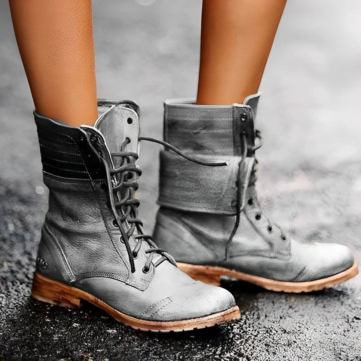 Women's Vintage Lace-Up Combat Ankle Boots with Arch Support 1