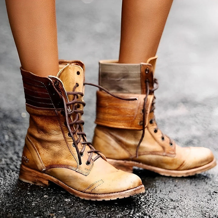 Women's Vintage Lace-Up Combat Ankle Boots with Arch Support 2