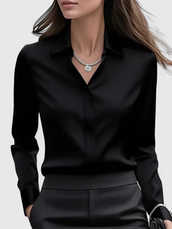Women's White Blouse - Elegant Satin Button-Down Shirt for Office & Professional Wear 2