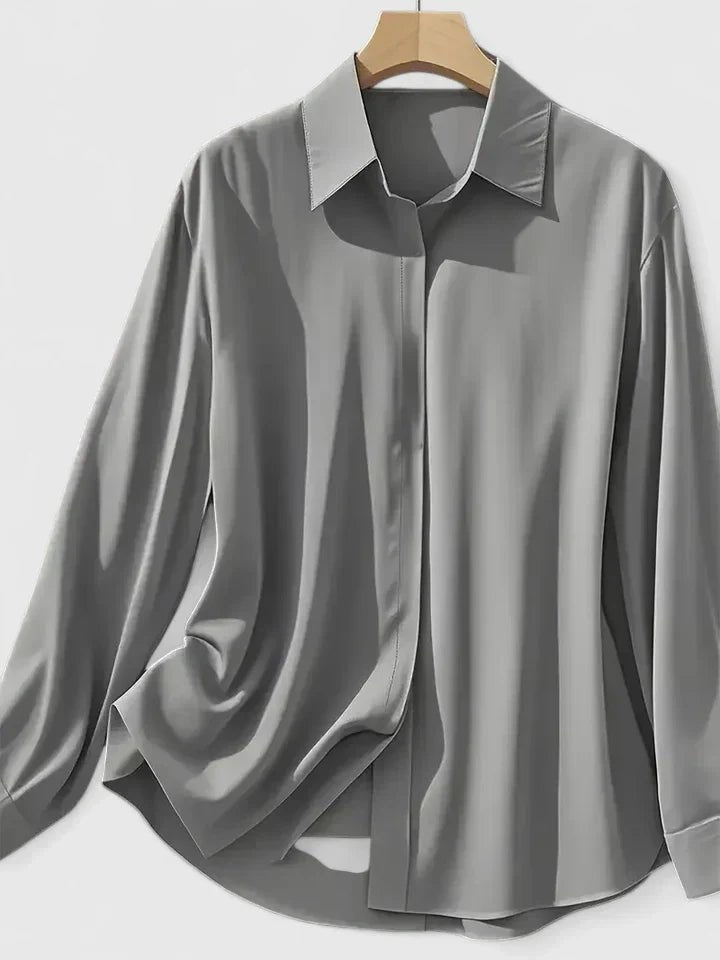 Women's White Blouse - Elegant Satin Button-Down Shirt for Office & Professional Wear 5