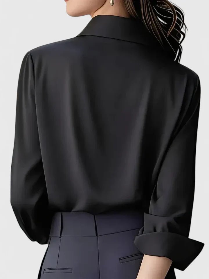 Women's White Blouse - Elegant Satin Button-Down Shirt for Office & Professional Wear 6