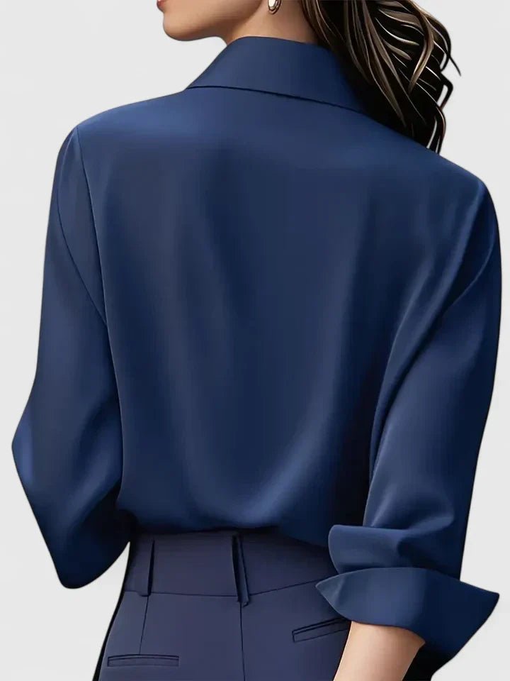 Women's White Blouse - Elegant Satin Button-Down Shirt for Office & Professional Wear 8