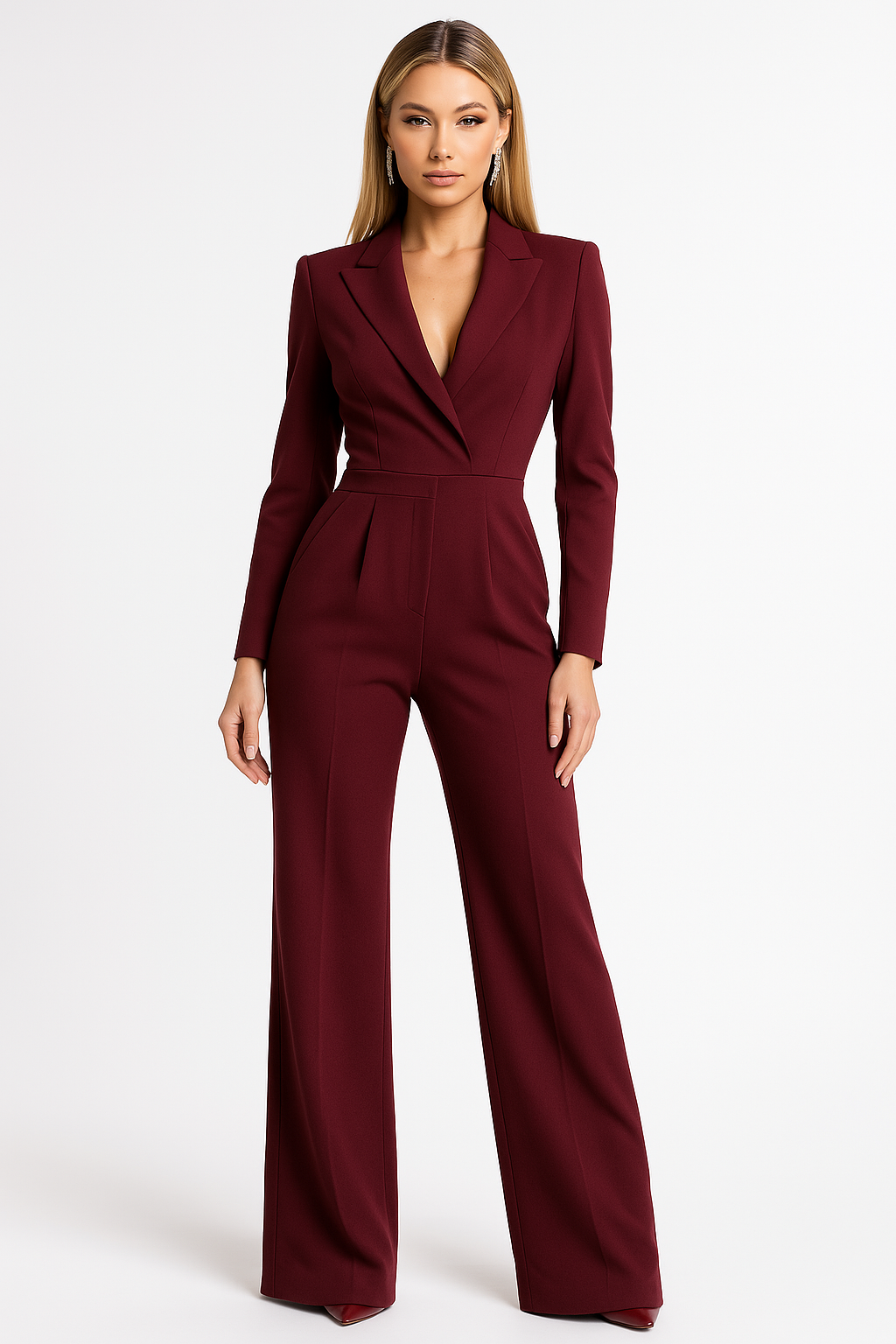 Women's White Jumpsuit, Elegant V-Neck Wide-Leg Design for Modern Occasion Wear 4
