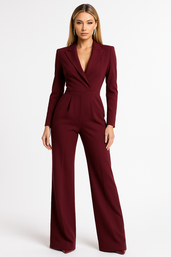 Women's White Jumpsuit, Elegant V-Neck Wide-Leg Design for Modern Occasion Wear 4