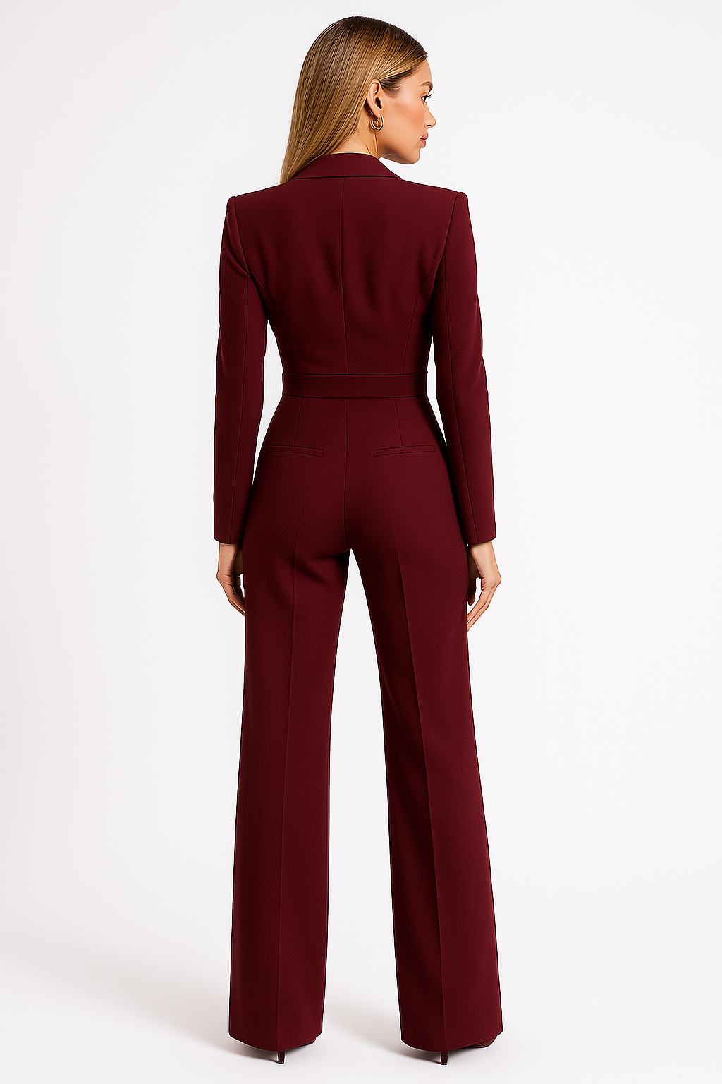 Women's White Jumpsuit, Elegant V-Neck Wide-Leg Design for Modern Occasion Wear 5