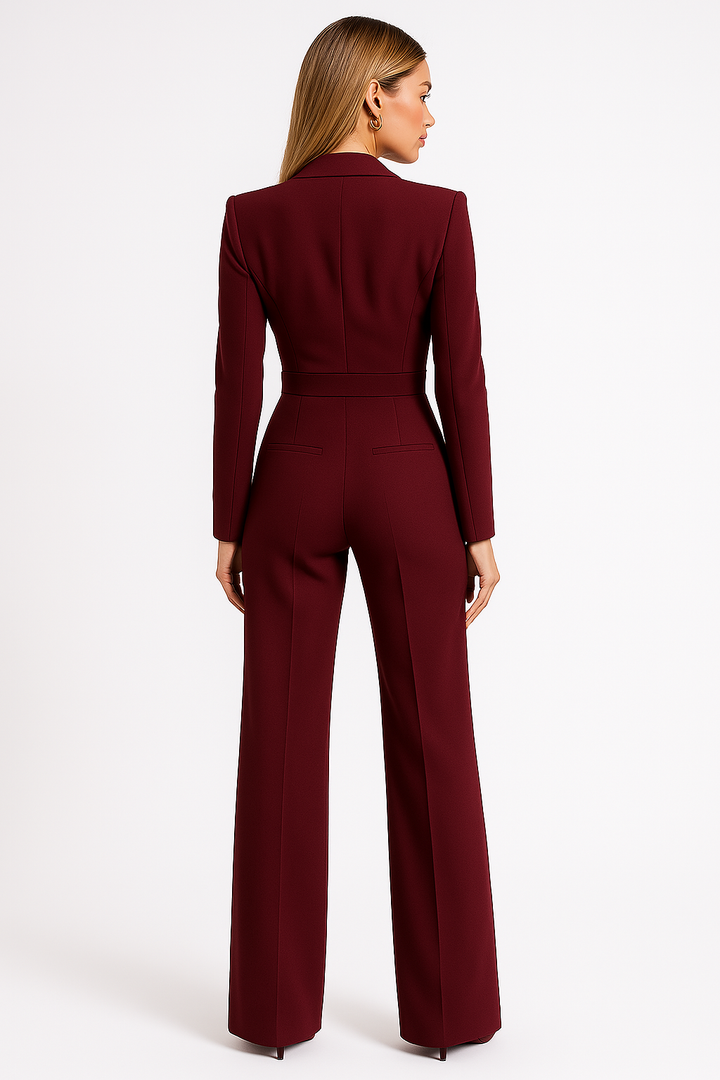 Women's White Jumpsuit, Elegant V-Neck Wide-Leg Design for Modern Occasion Wear 5
