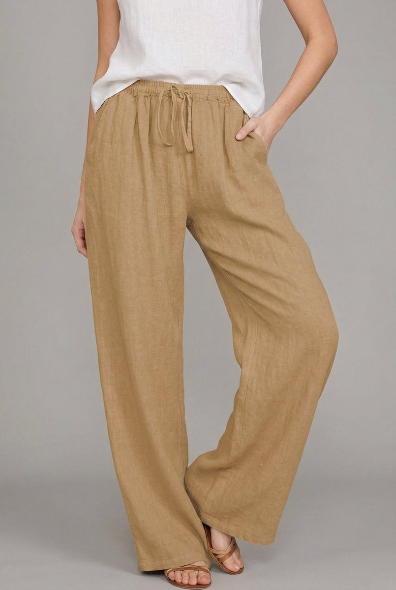 Women's Wide Leg Pants with Elastic Drawstring Waistband - Comfortable Summer Style for Casual Outings 0