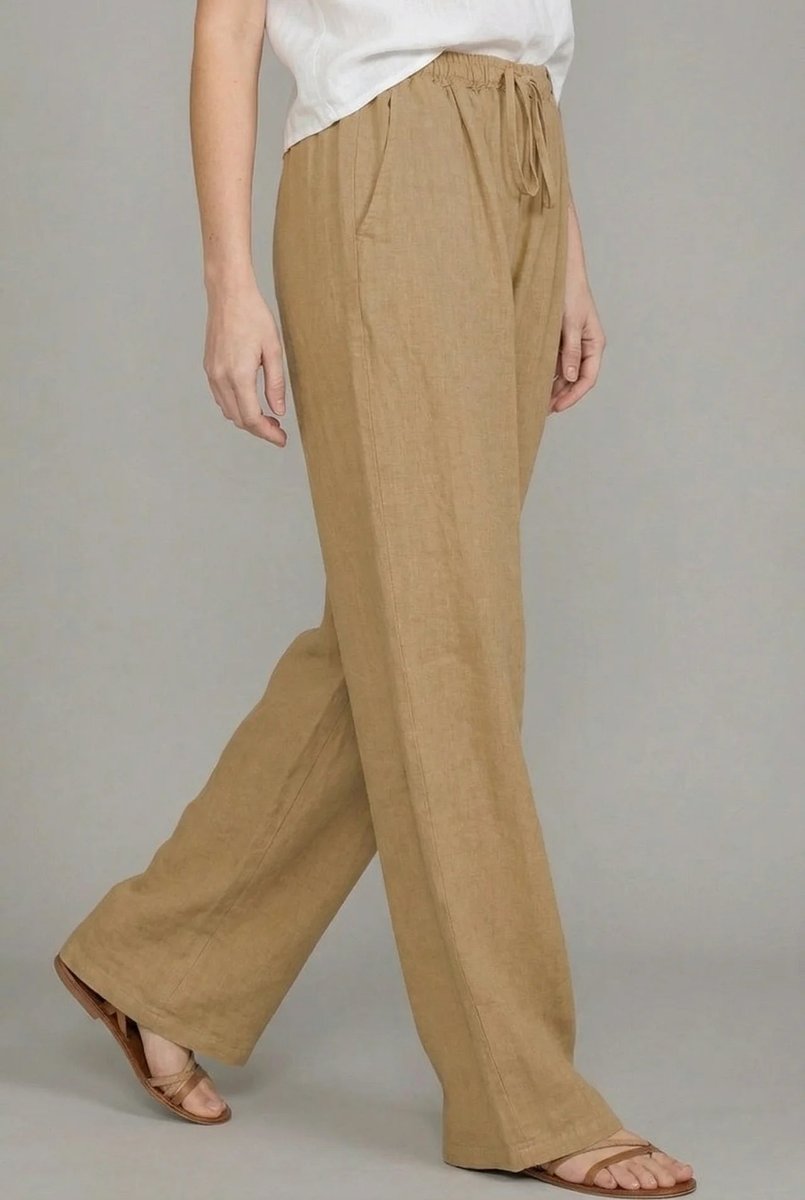 Women's Wide Leg Pants with Elastic Drawstring Waistband - Comfortable Summer Style for Casual Outings 1