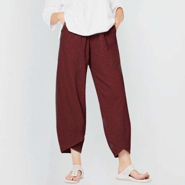 Women's Wide Leg Trousers with Elastic Waistband & Asymmetrical Hem | Flattering Palazzo Pants for Effortless Style 0