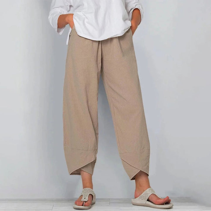 Women's Wide Leg Trousers with Elastic Waistband & Asymmetrical Hem | Flattering Palazzo Pants for Effortless Style 2
