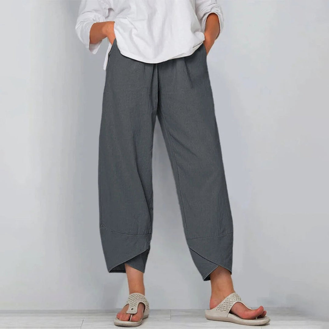 Women's Wide Leg Trousers with Elastic Waistband & Asymmetrical Hem | Flattering Palazzo Pants for Effortless Style 3