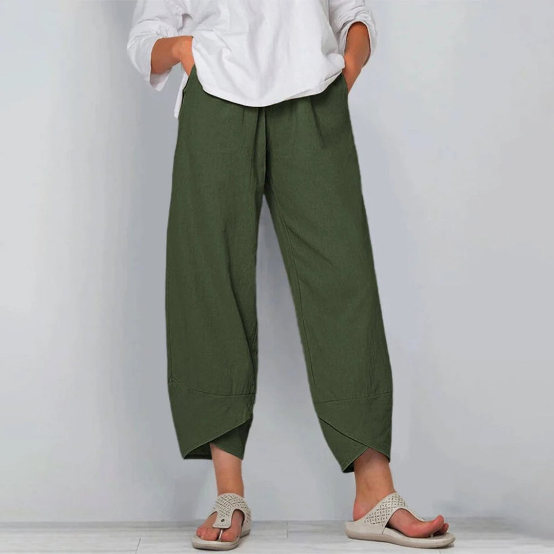 Women's Wide Leg Trousers with Elastic Waistband & Asymmetrical Hem | Flattering Palazzo Pants for Effortless Style 4