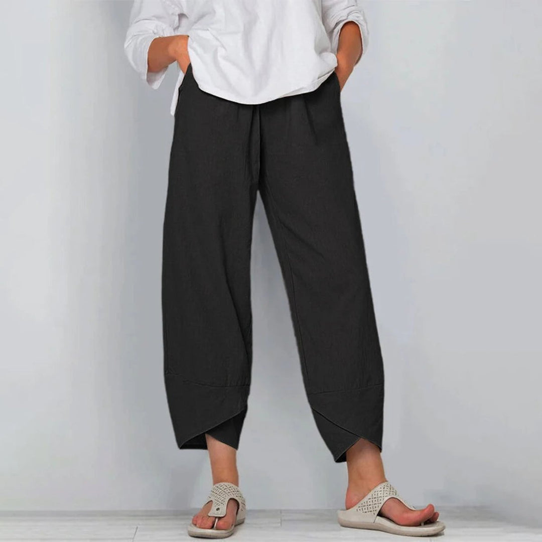 Women's Wide Leg Trousers with Elastic Waistband & Asymmetrical Hem | Flattering Palazzo Pants for Effortless Style 5