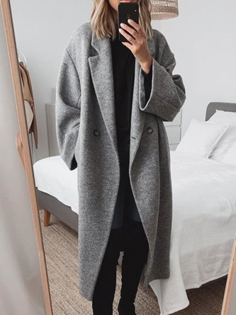 Women's Winter Coat - Oversized Double Button Wool Coat for Elegant Outerwear 1