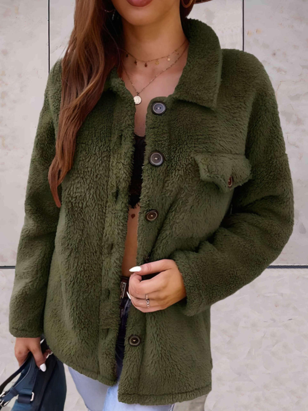 Women's Winter Jacket with Button Closure and Polo Collar - Stylish Women's Coats for Cold Weather 2