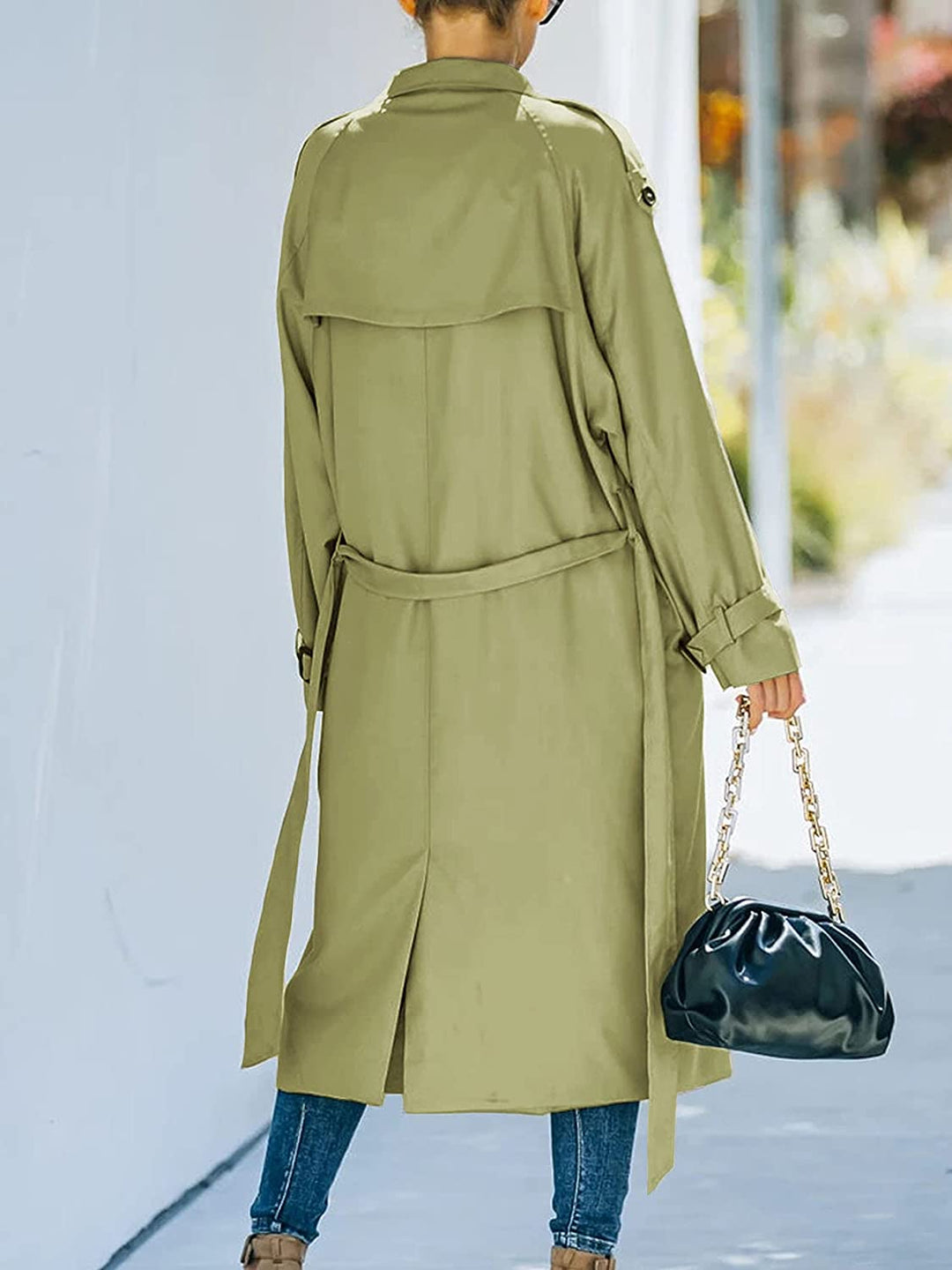 Women's Winter Trench Coat Elegant Long Double Zipper Outerwear 5