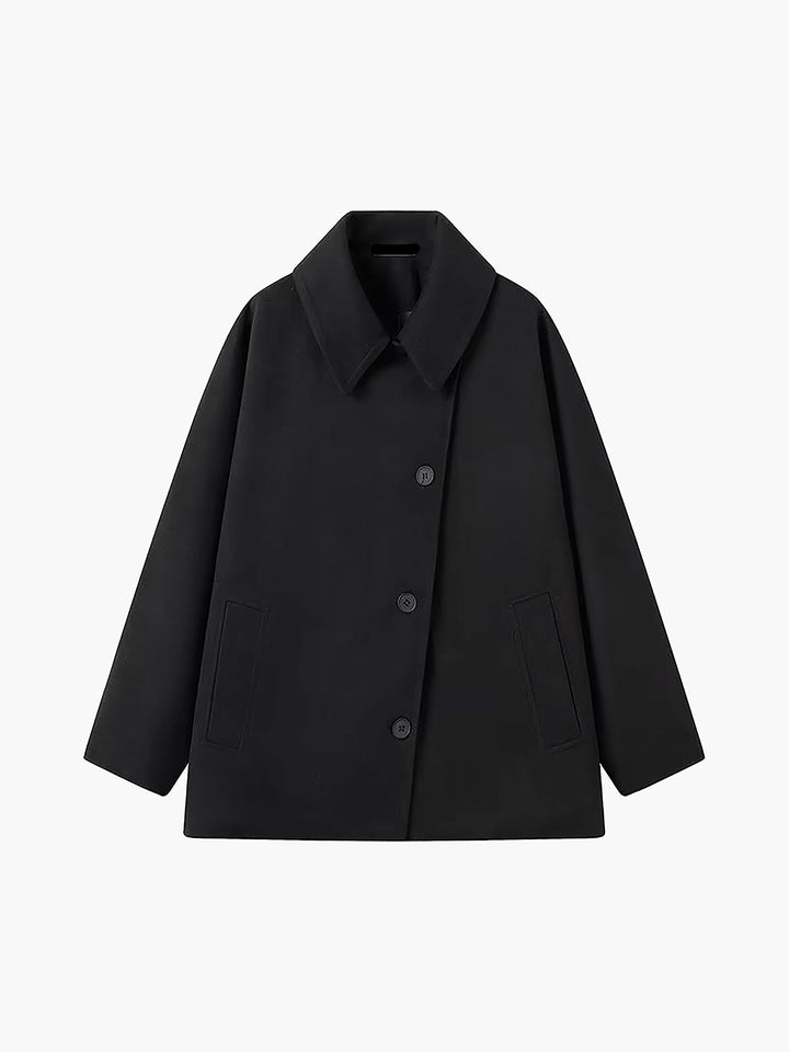 Women's Winter Wool Coat with Button Closure - Oversized Design for Cold Weather 0
