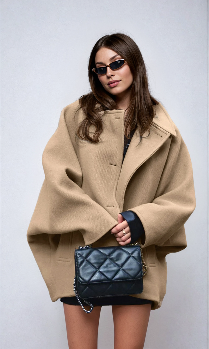 Women's Winter Wool Coat with Button Closure - Oversized Design for Cold Weather 2