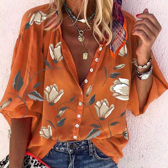 Womens Blouse - Floral Lightweight Summer Tops for Women, Elegant Everyday Wear 1