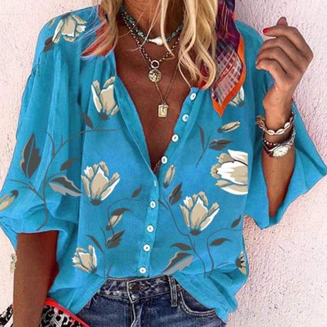Womens Blouse - Floral Lightweight Summer Tops for Women, Elegant Everyday Wear 2