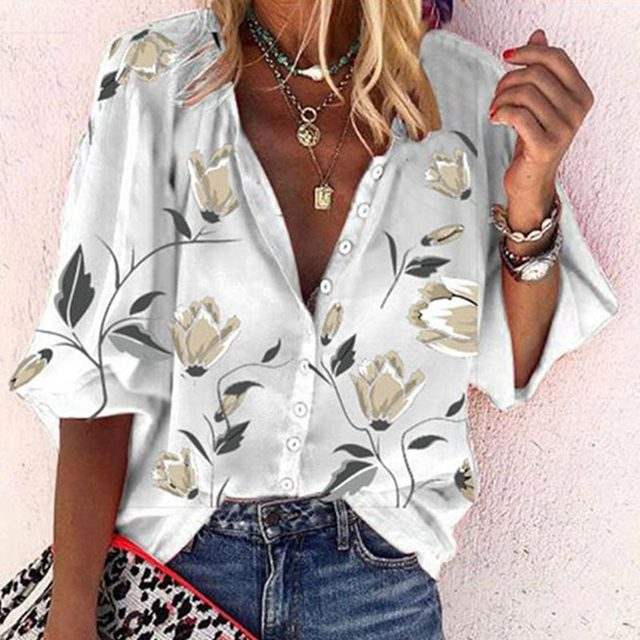Womens Blouse - Floral Lightweight Summer Tops for Women, Elegant Everyday Wear 4