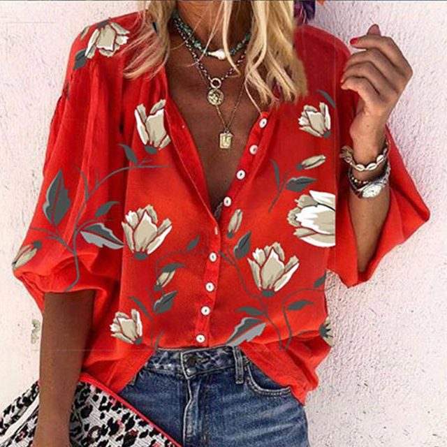 Womens Blouse - Floral Lightweight Summer Tops for Women, Elegant Everyday Wear 5