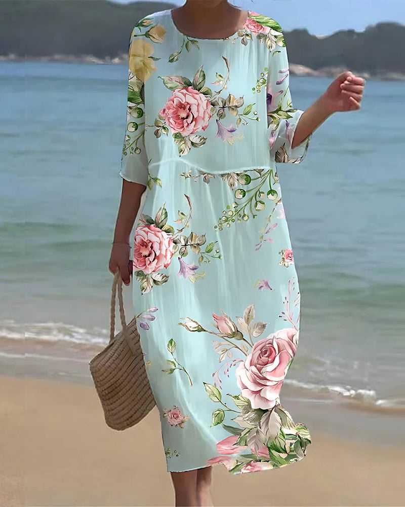 Womens Dress - Elegant Floral Summer Dresses with Tummy Covering Design for Casual Wear 0