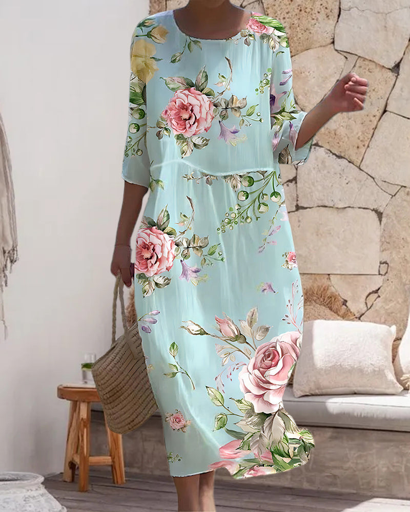 Womens Dress - Elegant Floral Summer Dresses with Tummy Covering Design for Casual Wear 1