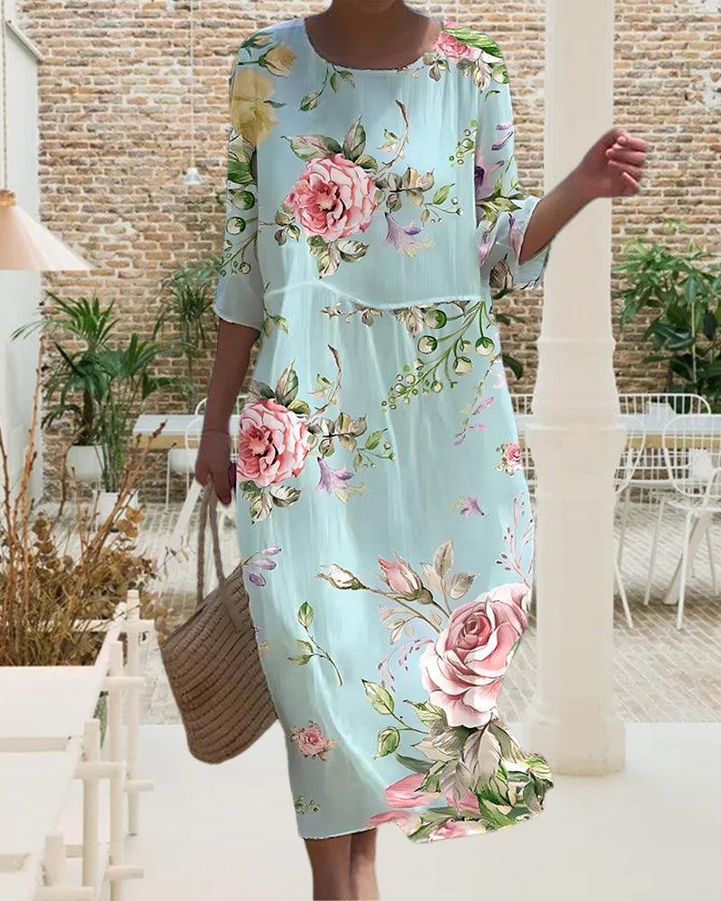 Womens Dress - Elegant Floral Summer Dresses with Tummy Covering Design for Casual Wear 2