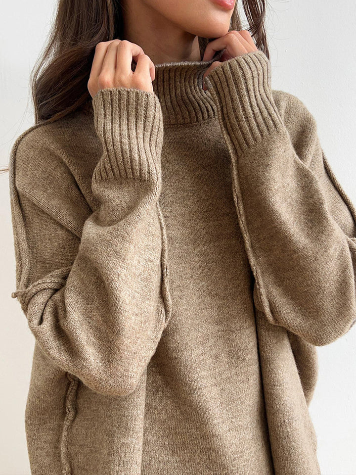 Womens Lounge Set - Cozy Knit Turtleneck & Wide-Leg Pants Loungewear for Casual Comfort 3