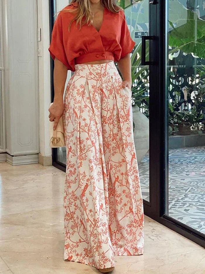 Womens Set - Trendy Two Piece Sets Floral Print Summer Ensemble for Casual Outings 0