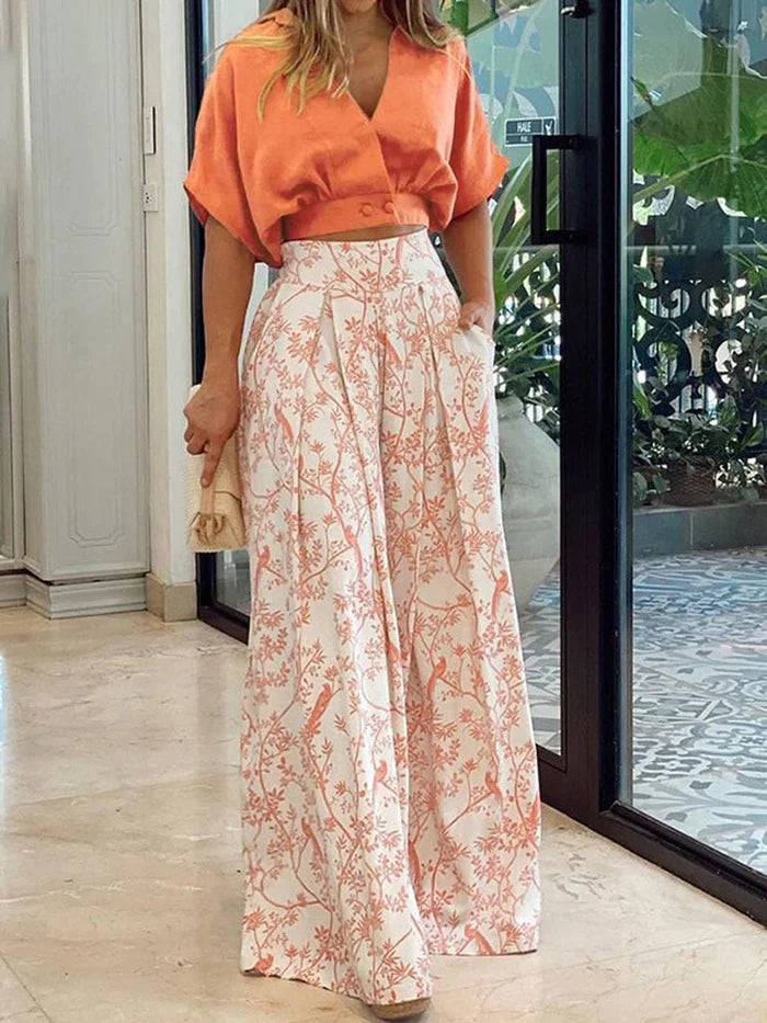 Womens Set - Trendy Two Piece Sets Floral Print Summer Ensemble for Casual Outings 2