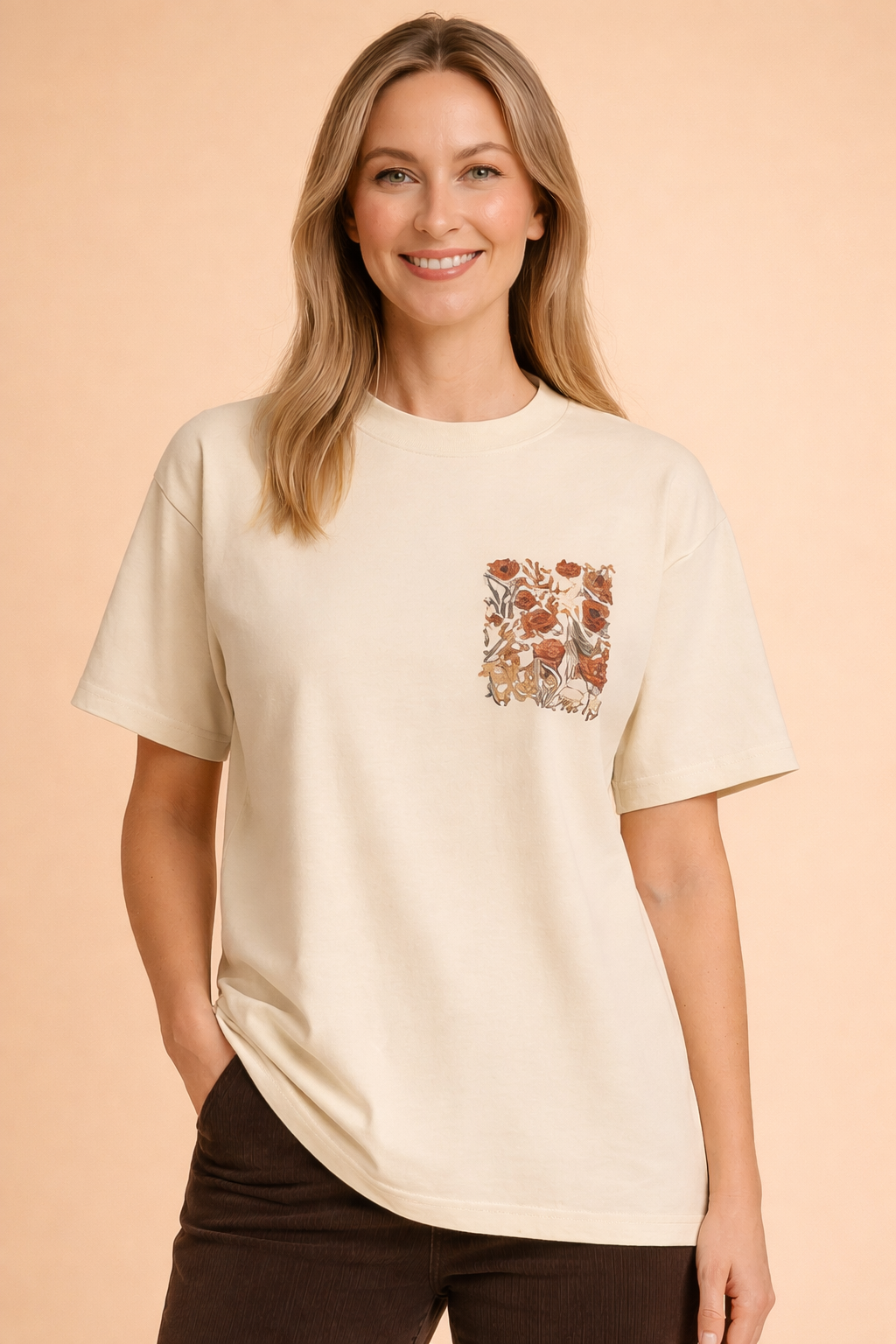 Katarzyna | Luźna bluzka damska z ozdobną kieszonką